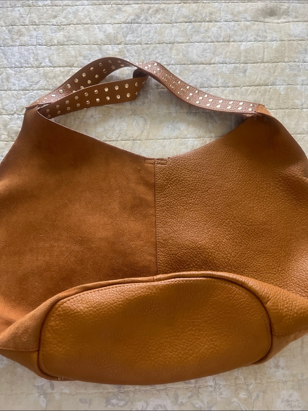 Shiraleah Cognac Brown Studded Strap Hobo Bag